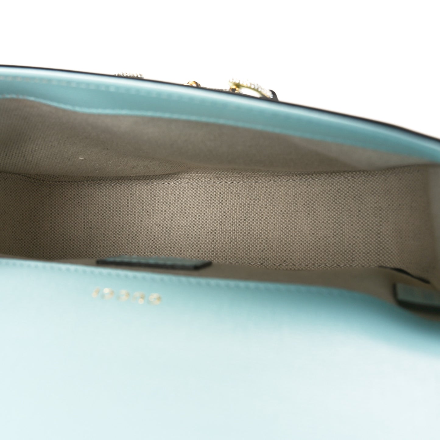 Azalea Calfskin Crystal GG Monogram Mini Horsebit 1955 Shoulder Bag Light Blue
