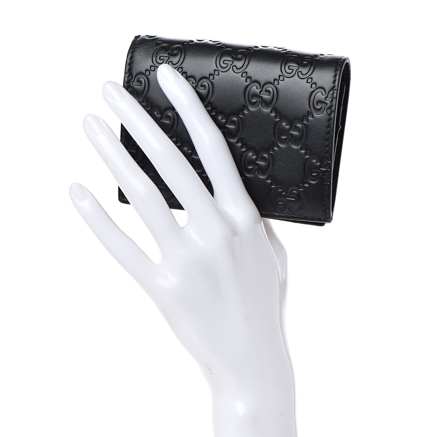 Gucci Guccissima Card Case Wallet Black 2 of 8
