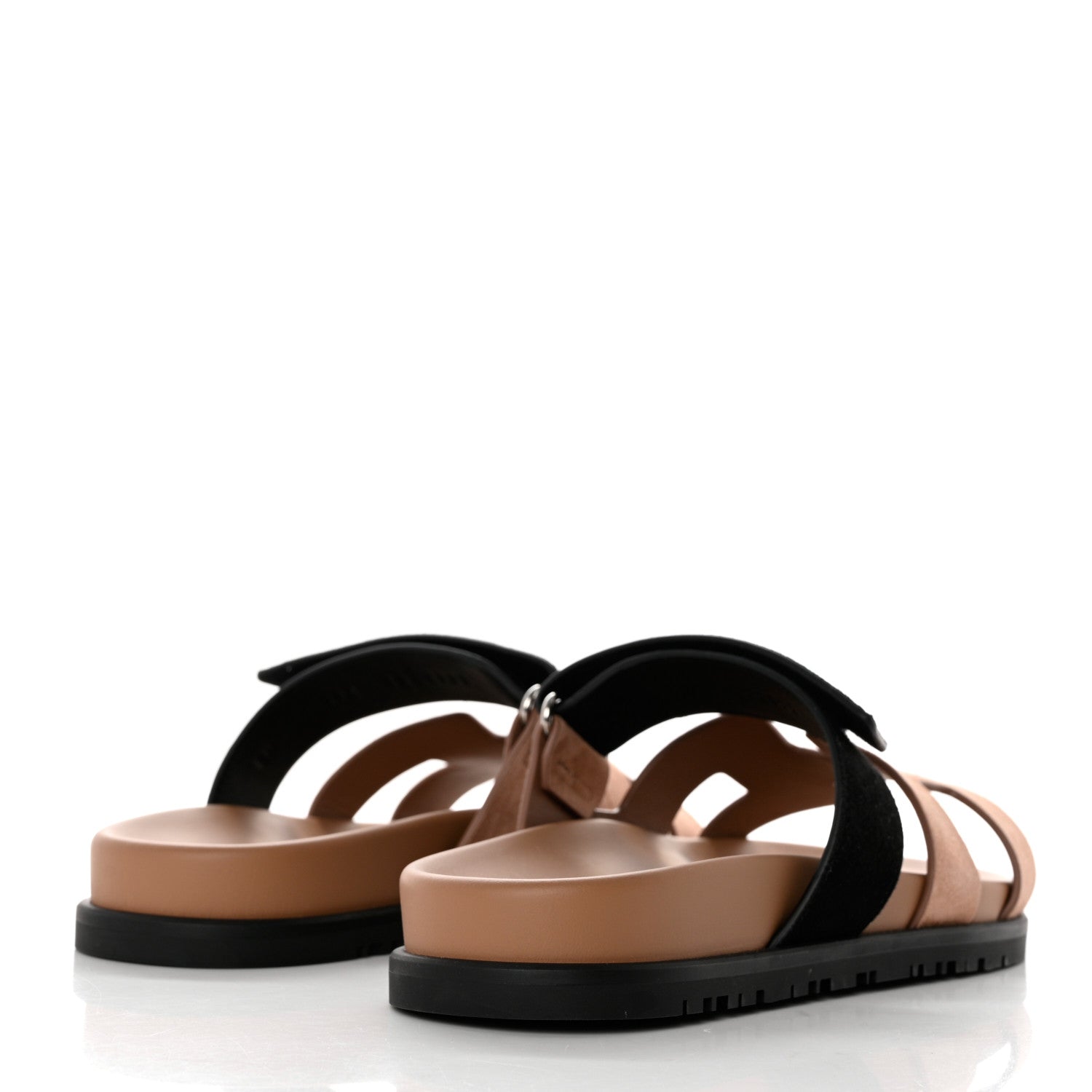 Hermes Suede Goatskin Womens Chypre Sandals 36 Rose Perle Black 4 of 9