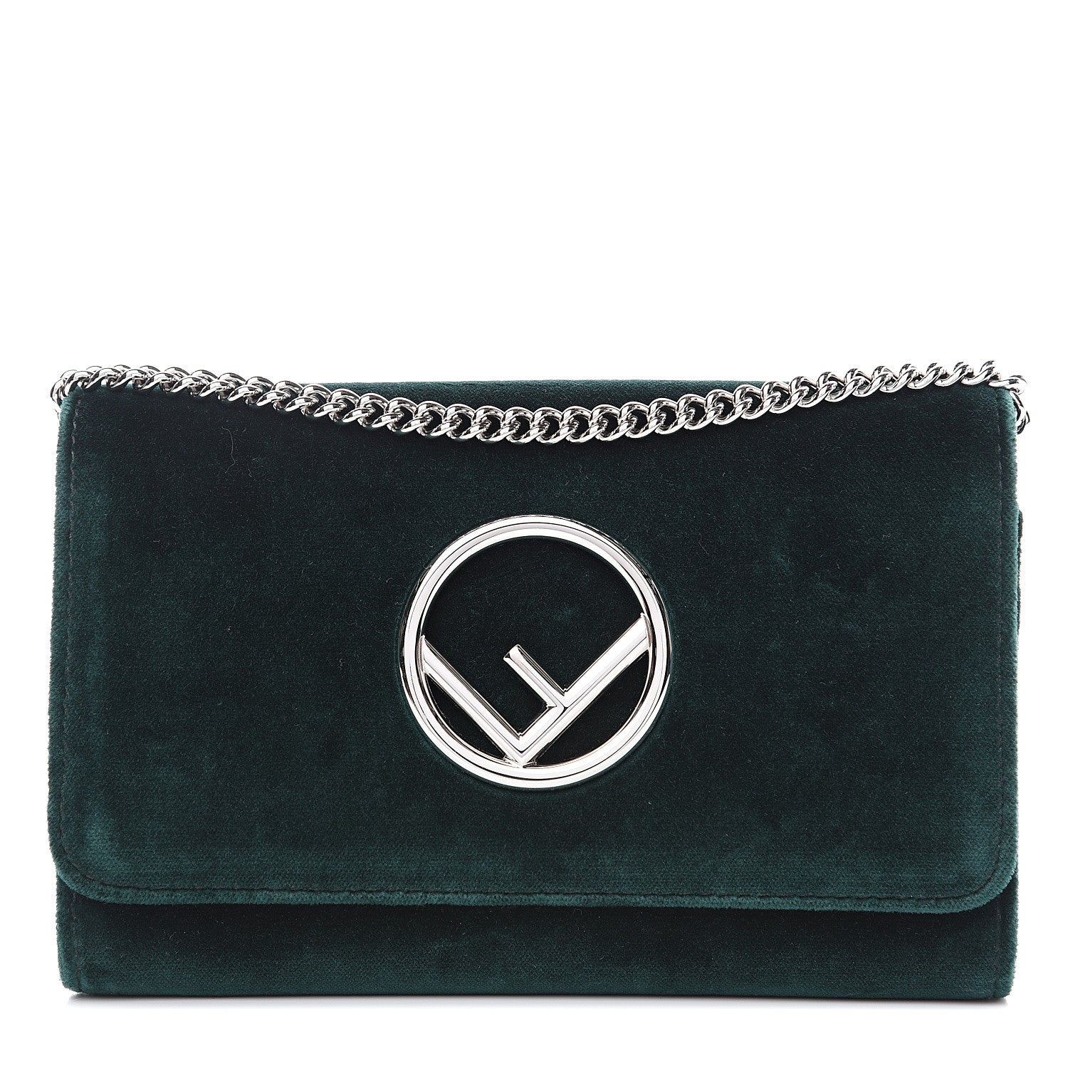 Fendi Velvet F is Wallet on Chain Green 1 of 8