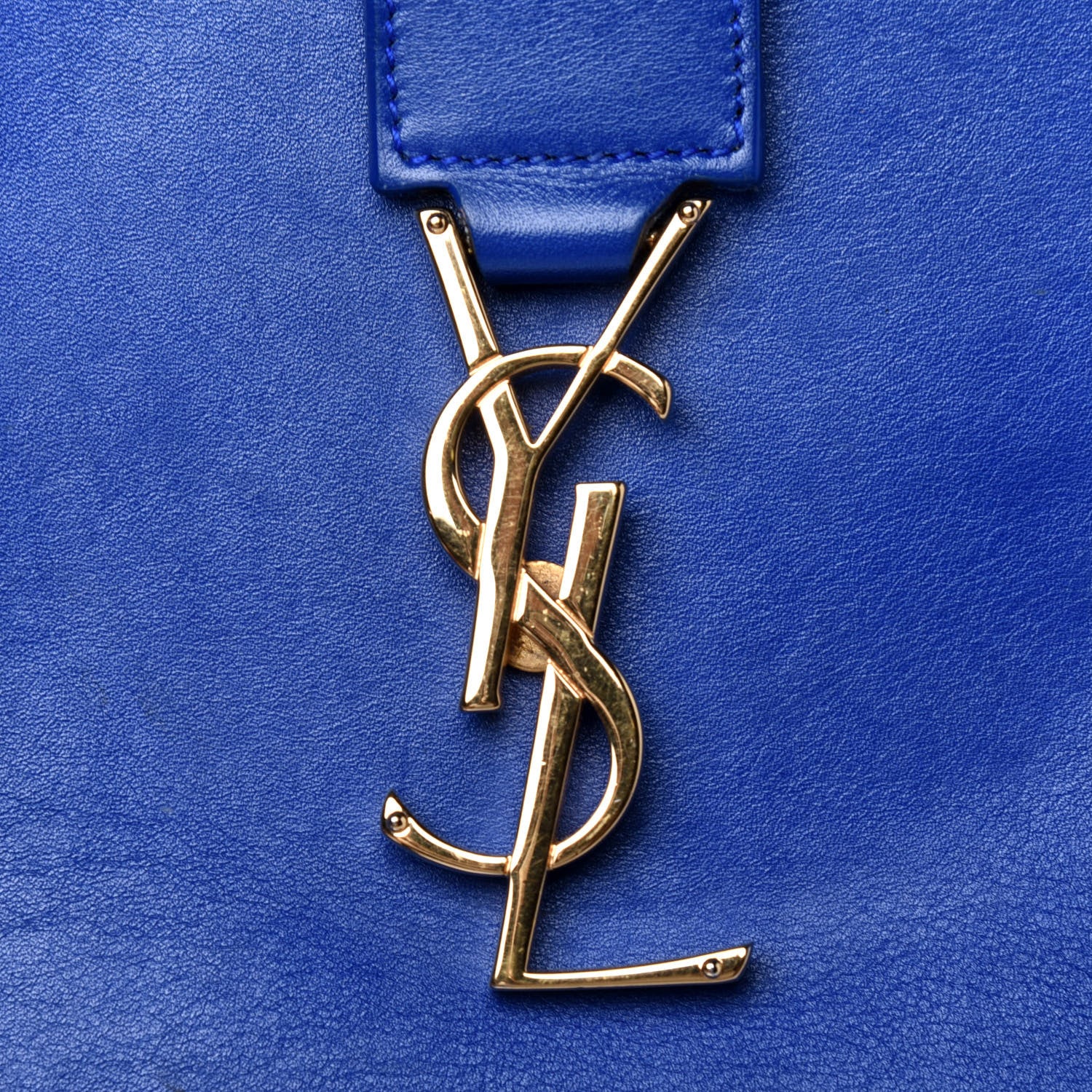 Saint Laurent Smooth Calfskin Small Monogram Cabas Blue Majorelle 25 of 30