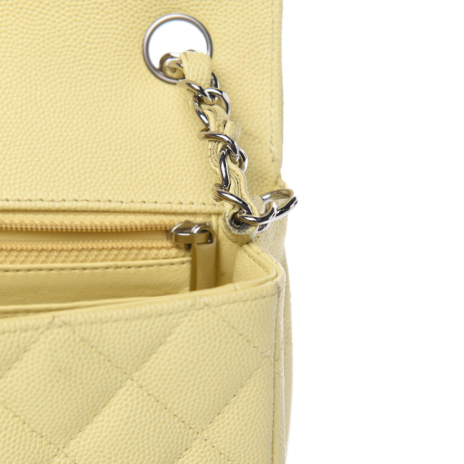 Chanel Caviar Quilted Mini Rectangular Flap Light Yellow 14 of 18