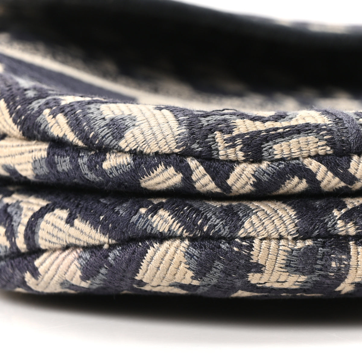 Oblique Embroidered Saddle Bag Blue