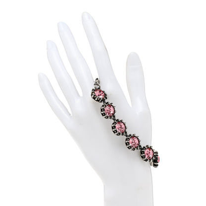 Gucci Crystal Metal Feline Bracelet Silver Pink 2 of 5