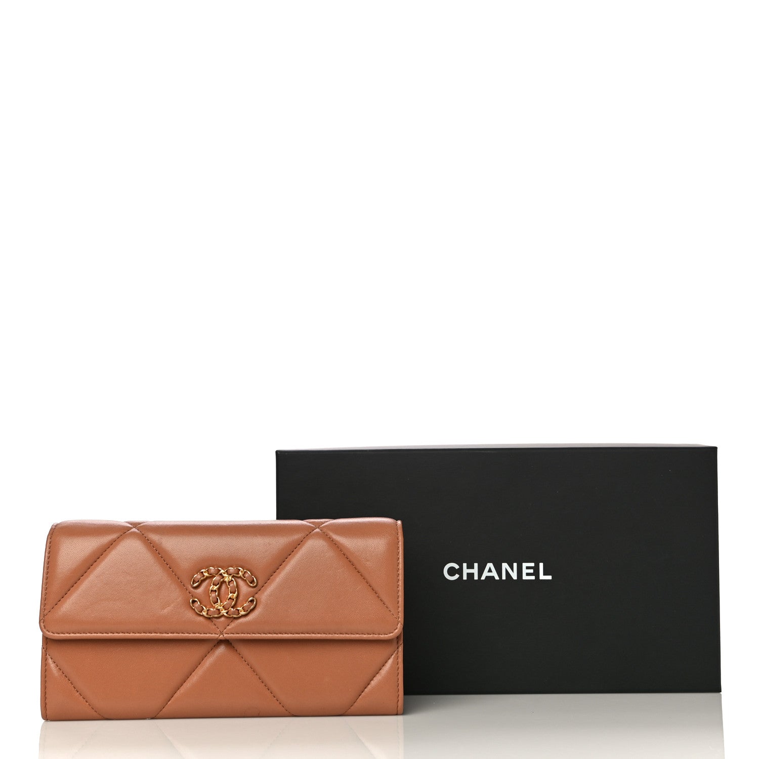 Chanel Lambskin Quilted Chanel 19 Flap Wallet Brown 21 of 21