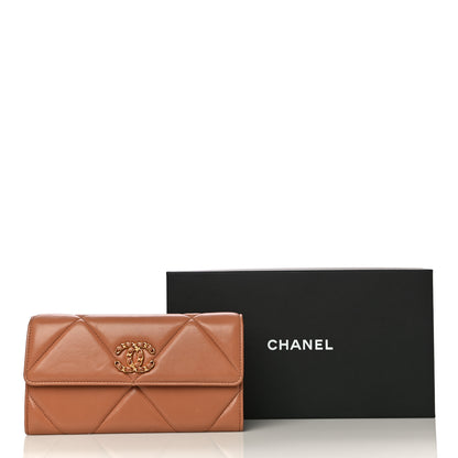Chanel Lambskin Quilted Chanel 19 Flap Wallet Brown 21 of 21