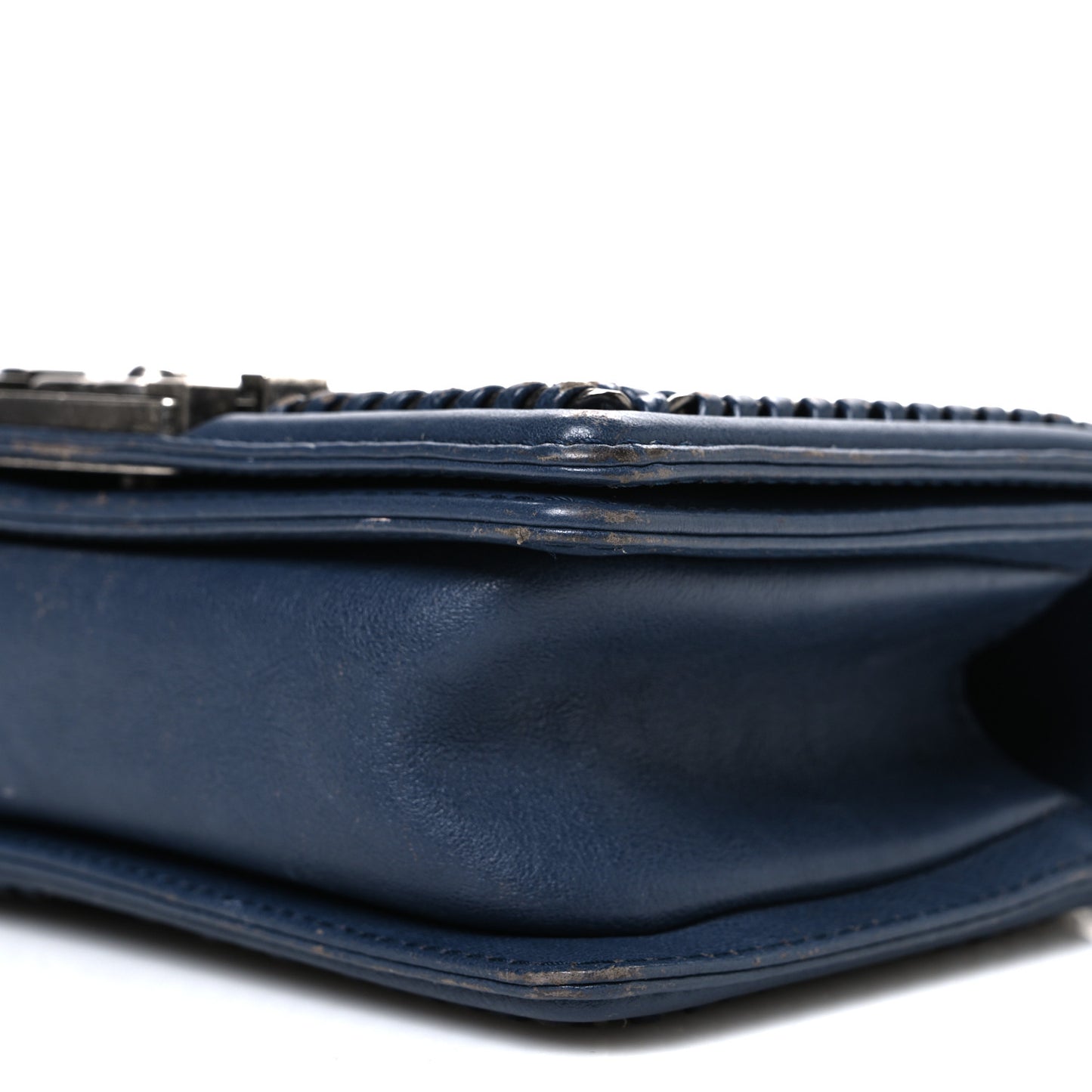 Calfskin Quilted Small Top Handle Boy Flap Navy