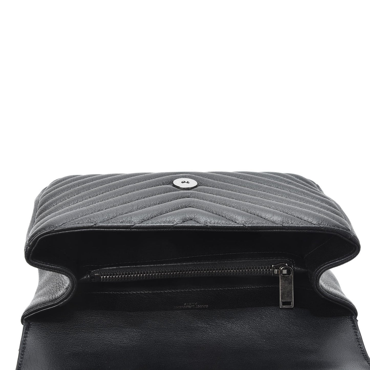Sheepskin Matelasse Chevron Monogram Medium College Bag Black