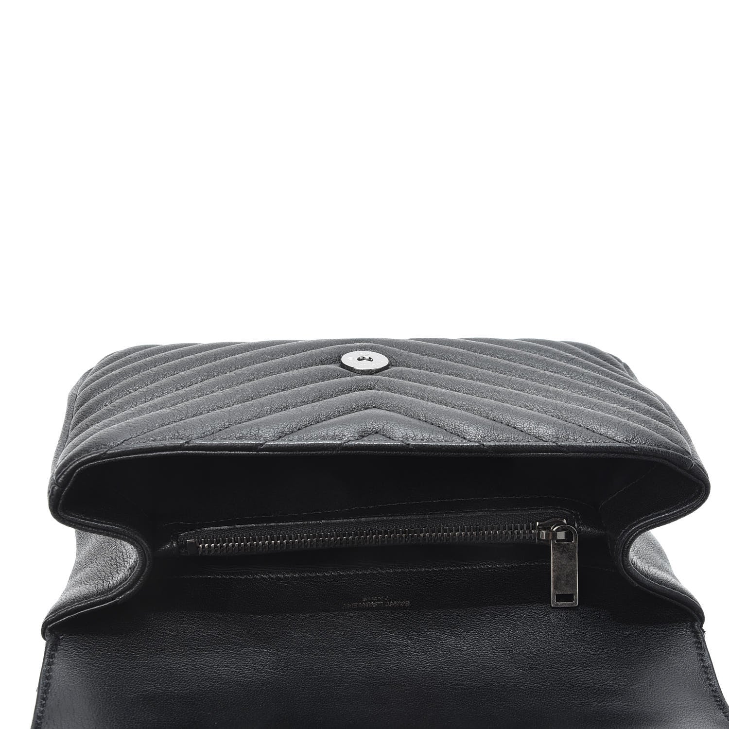 Saint Laurent Sheepskin Matelasse Chevron Monogram Medium College Bag Black 4 of 10