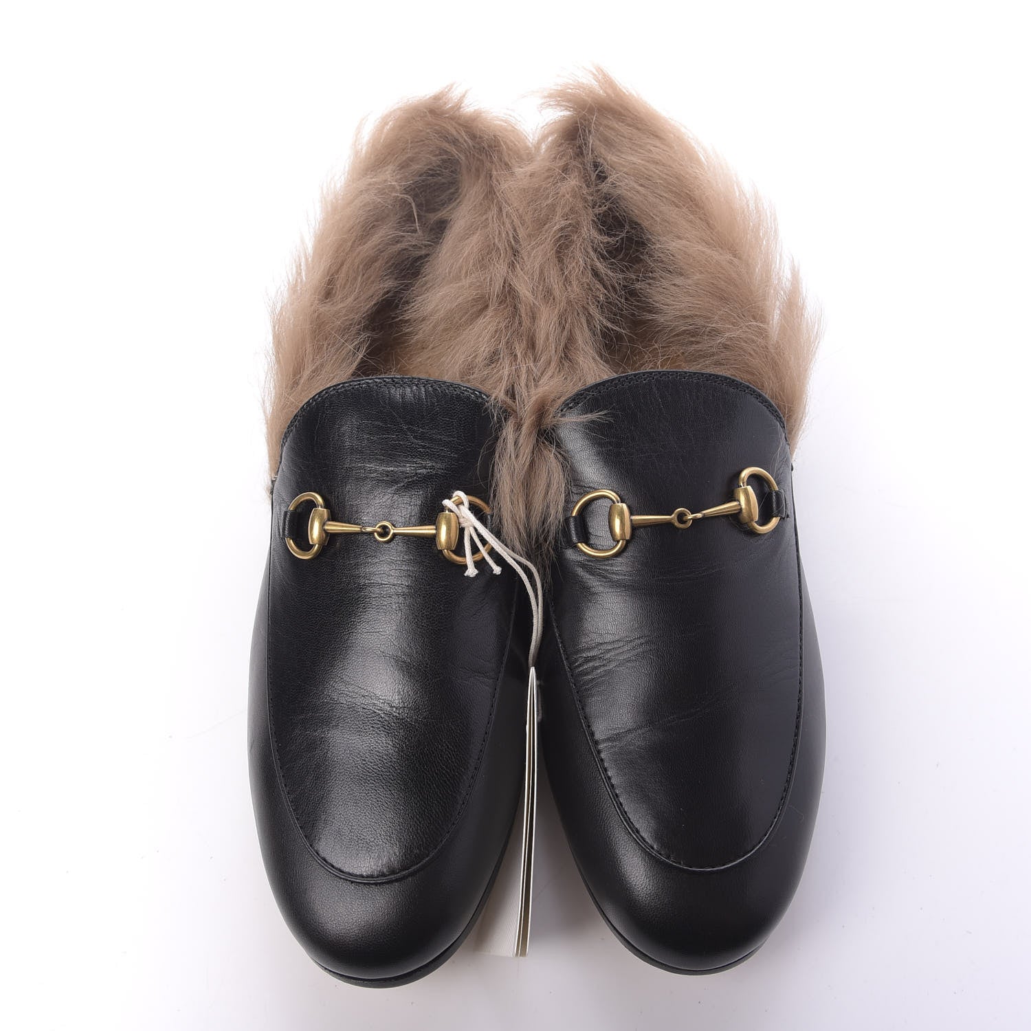 Gucci Malaga Kid Fur Womens Jordaan Loafers 41 Black Natural 6 of 12