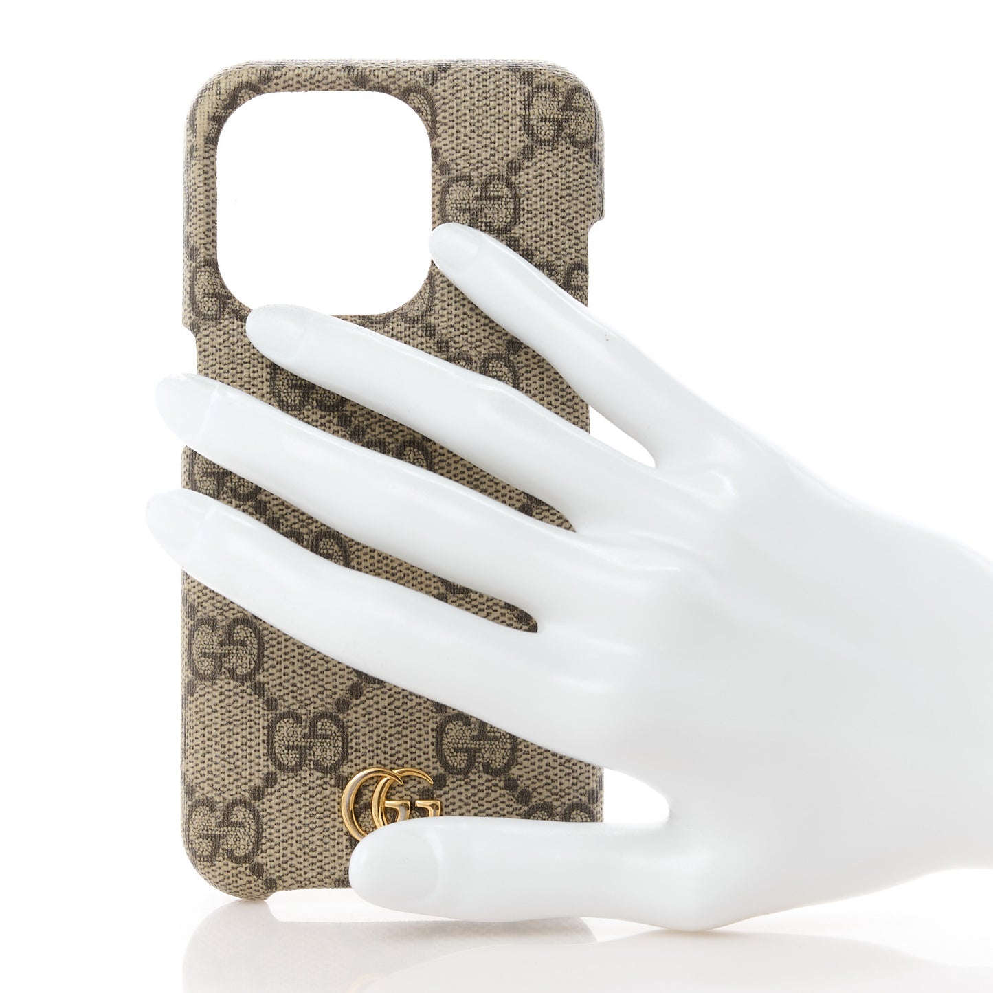 GG Supreme Monogram Ophidia iPhone 15 Pro Phone Case Beige Ebony