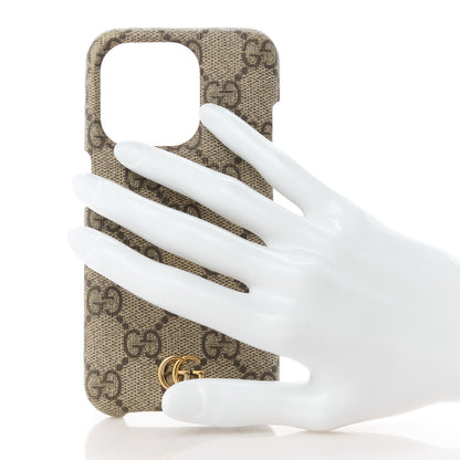 Gucci GG Supreme Monogram Ophidia iPhone 15 Pro Phone Case Beige Ebony 2 of 13
