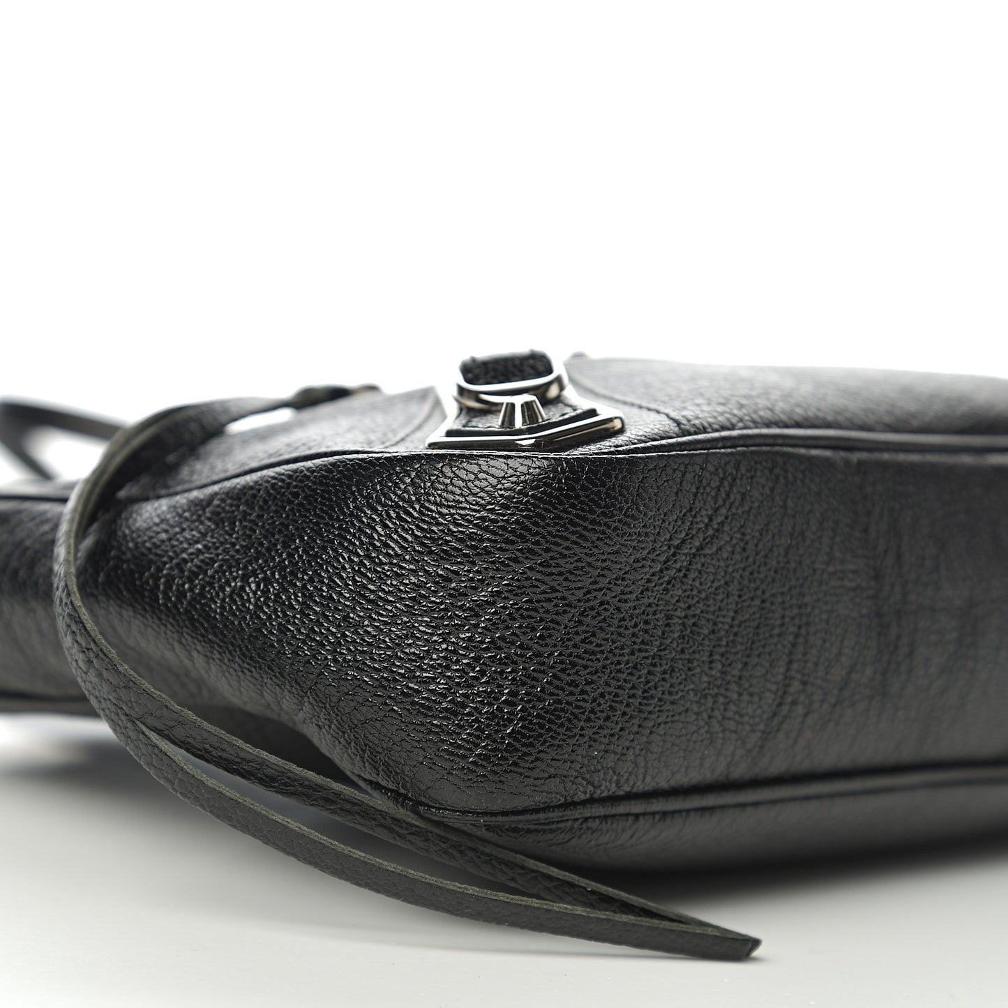 Chevre Silver Metallic Edge Hardware Hip Black