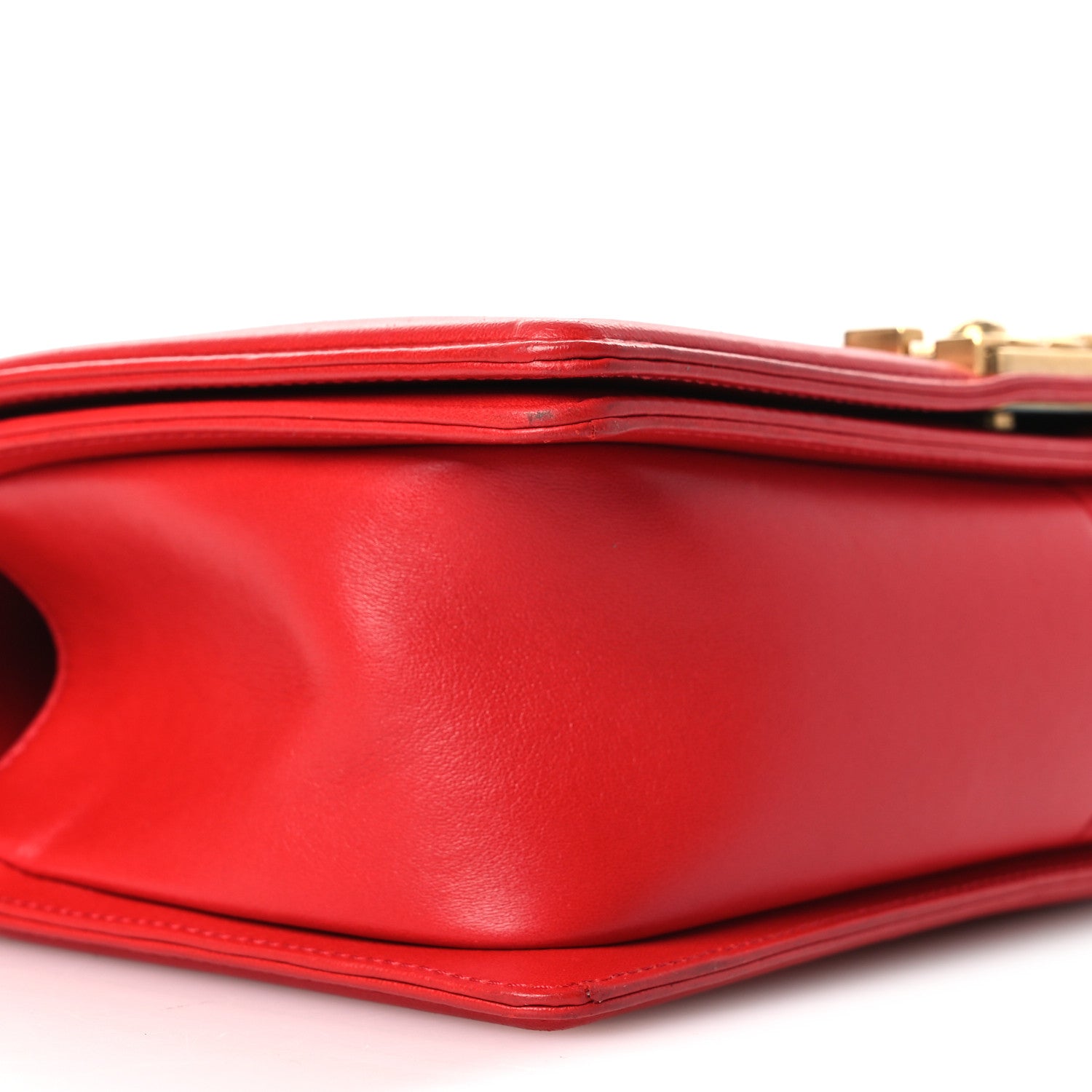 Chanel Lambskin Chevron Chain Stitched Medium Boy Flap Red 9 of 12