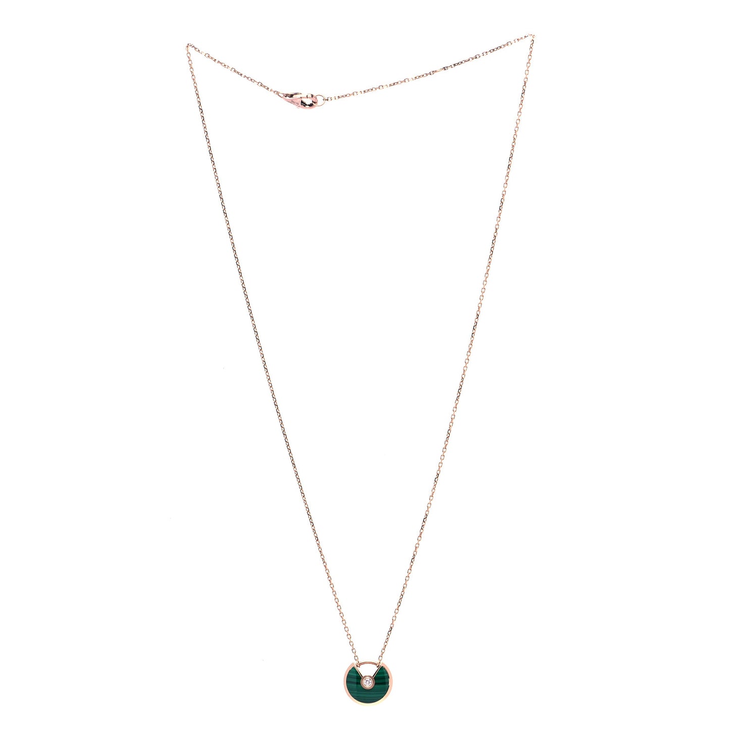 18K Pink Gold Diamond Malachite XS Amulette de Cartier Pendant Necklace