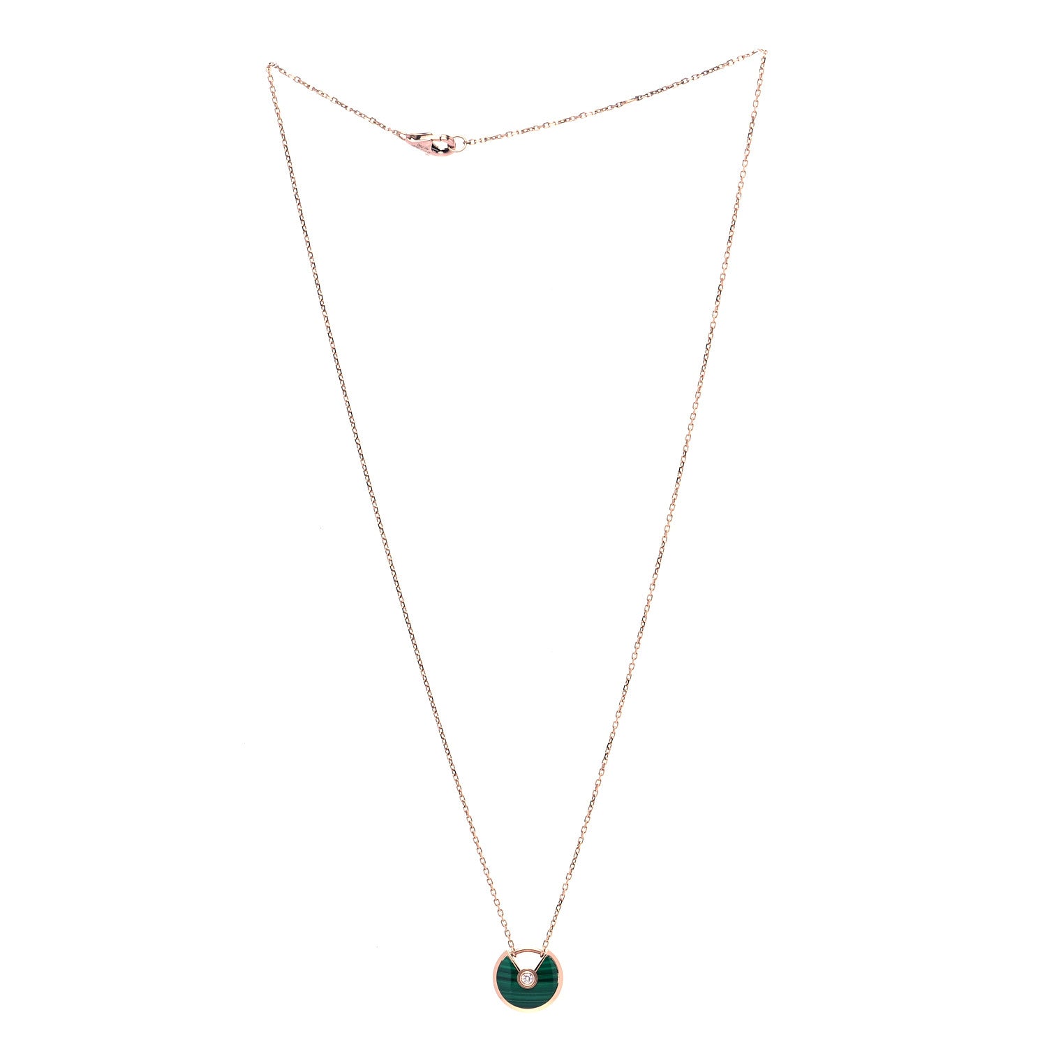 Cartier 18K Pink Gold Diamond Malachite XS Amulette de Cartier Pendant Necklace 3 of 6