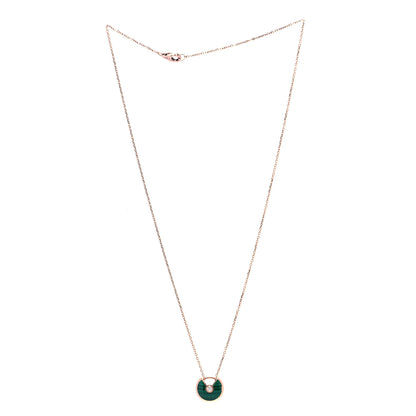 Cartier 18K Pink Gold Diamond Malachite XS Amulette de Cartier Pendant Necklace 3 of 6