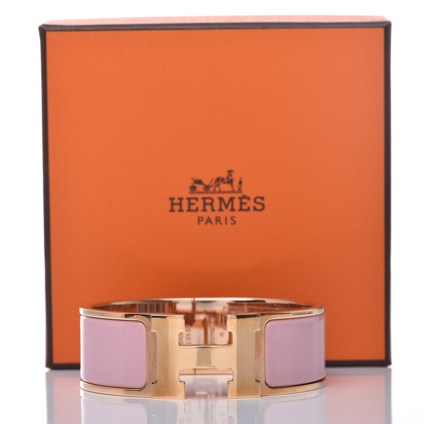 Enamel Wide Clic Clac H PM Bracelet Rose Nacarat