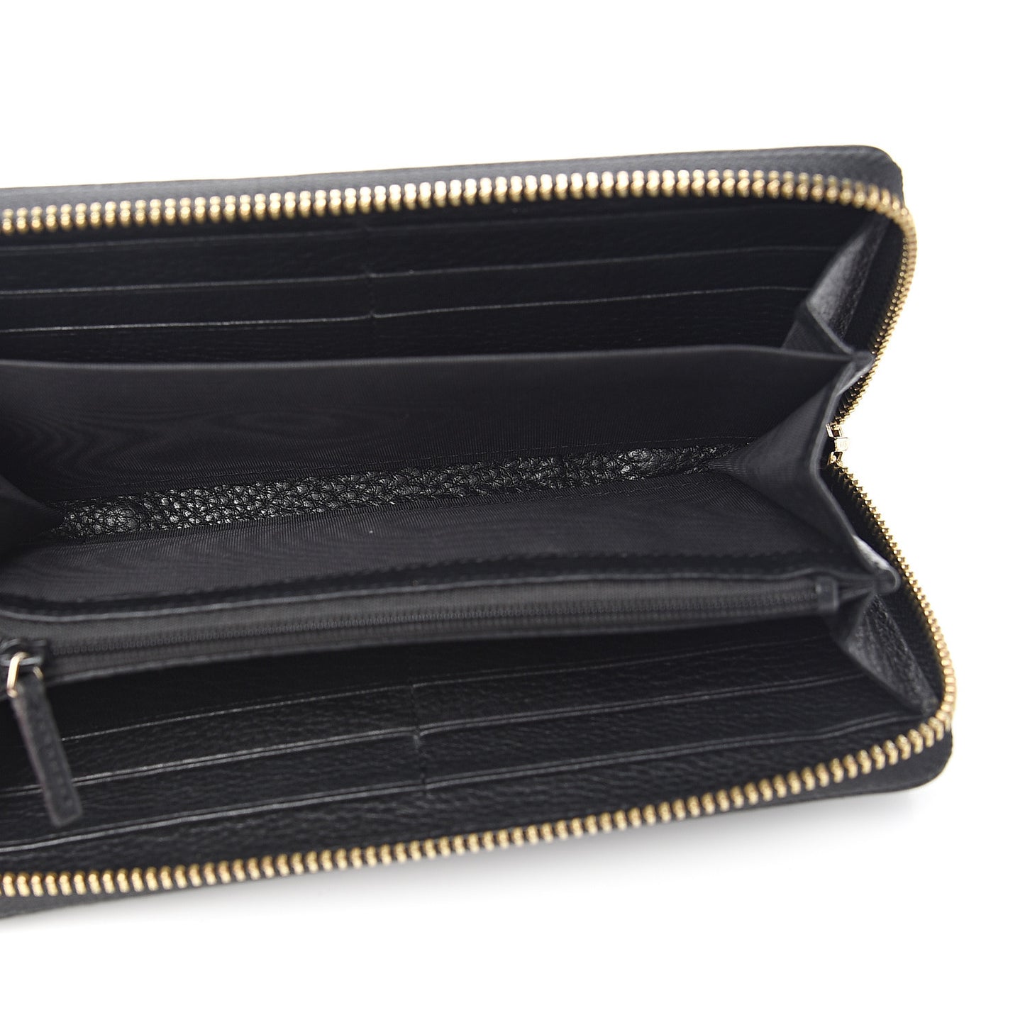 Pebbled Calfskin Soho Zip Around Wallet Black