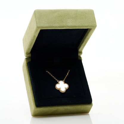 Van Cleef & Arpels 18K Yellow Gold Mother of Pearl Vintage Alhambra Pendant Necklace 6 of 6