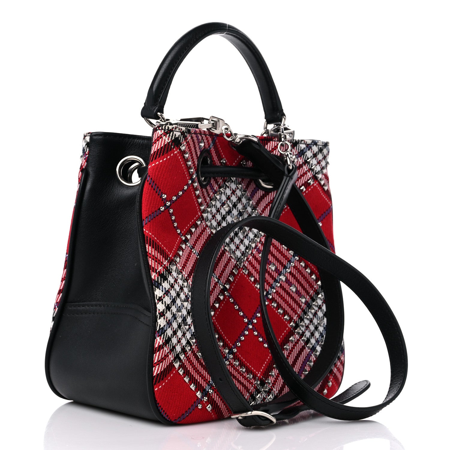 Mulberry Tartan Studded Bucket Bag Scarlet 3 of 8