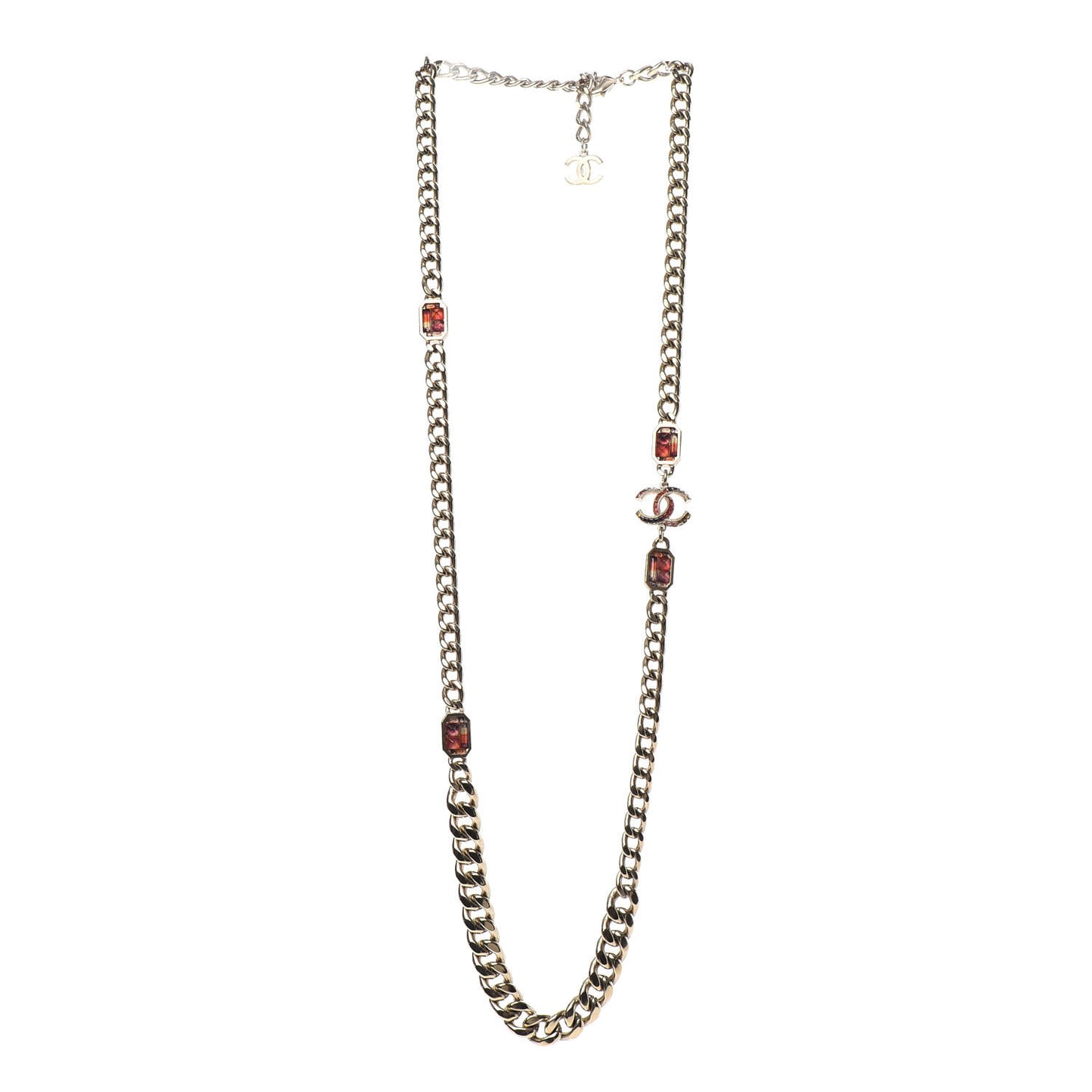 Crystal Chain CC Necklace Gold Multicolor