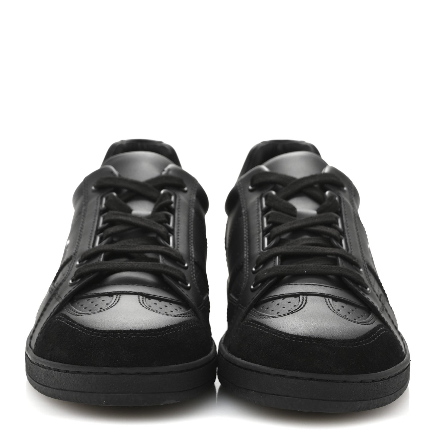 Calfskin Suede Logo Sneakers 37 Black
