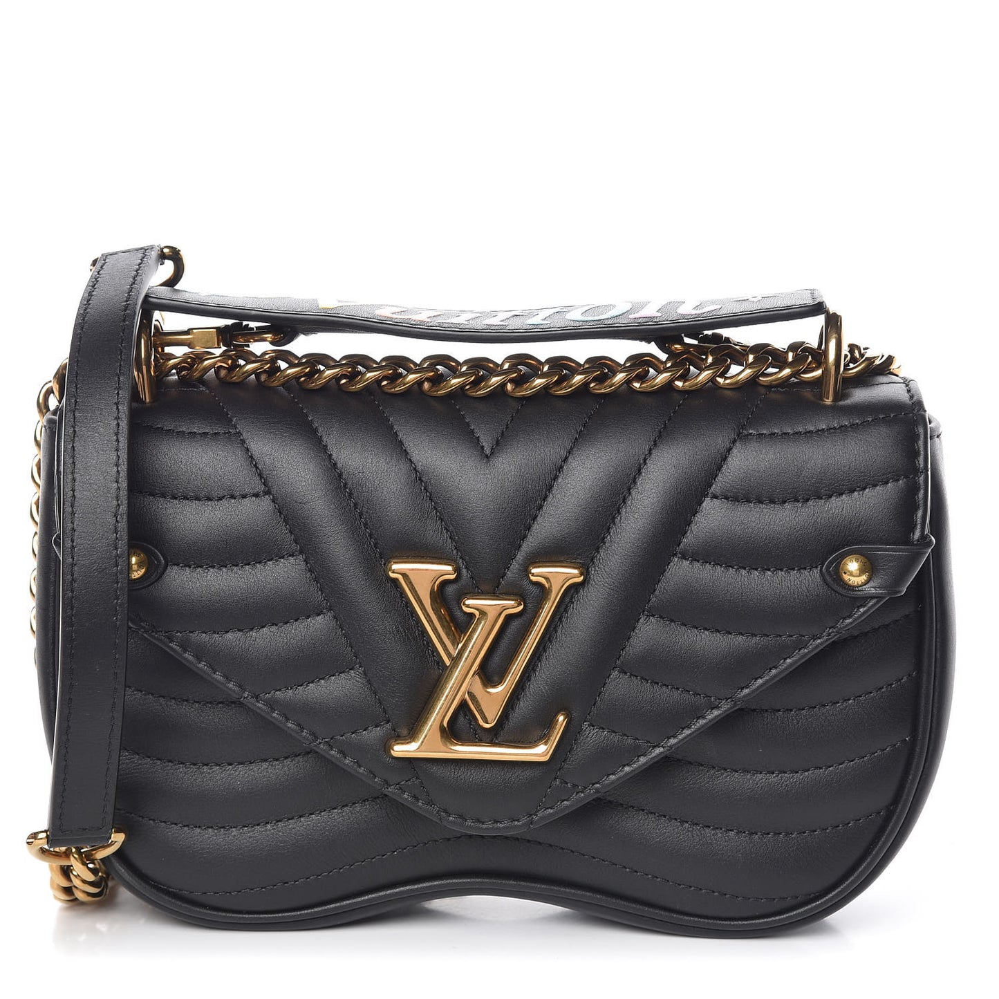 Calfskin New Wave Chain PM Black