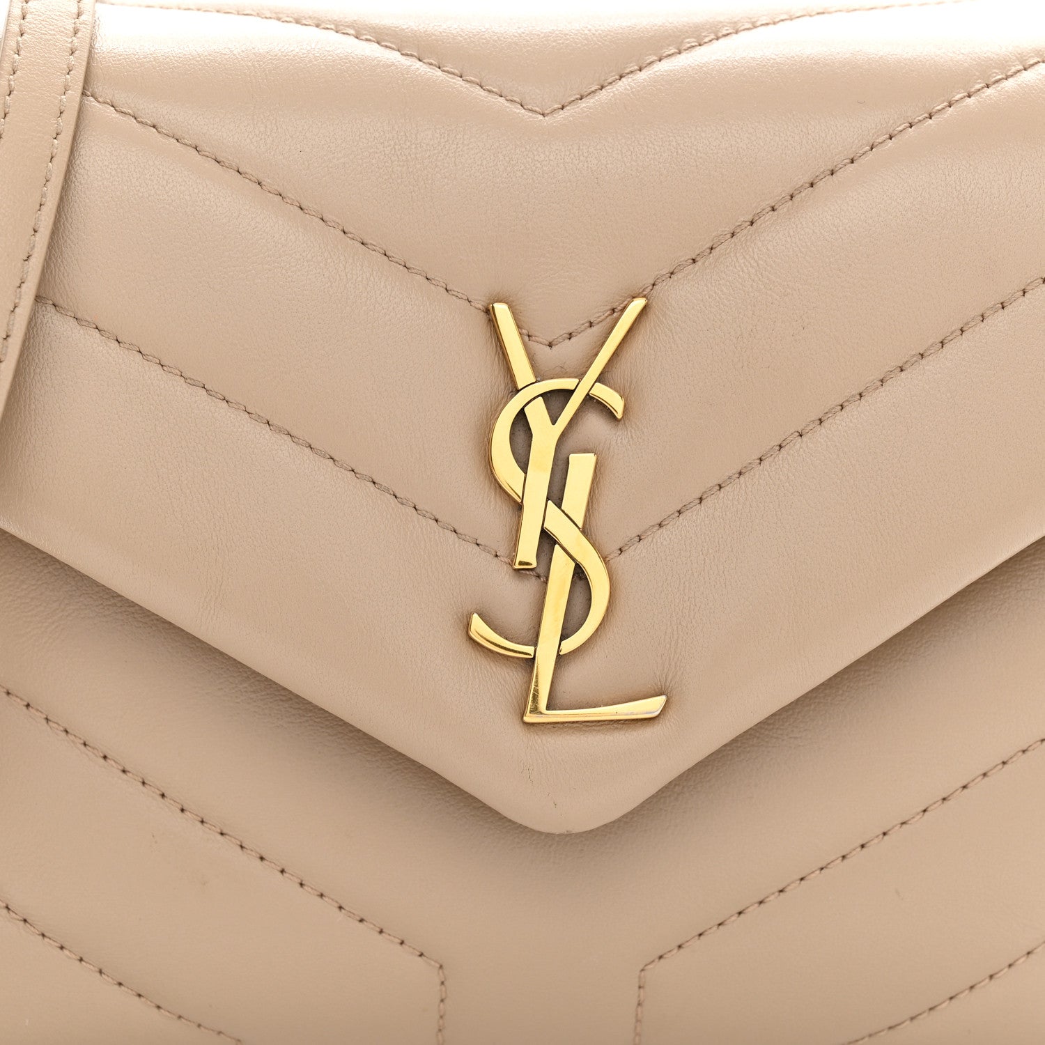 Saint Laurent Calfskin Y Quilted Monogram Toy Loulou Crossbody Bag Dark Beige 9 of 11