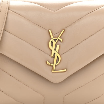 Saint Laurent Calfskin Y Quilted Monogram Toy Loulou Crossbody Bag Dark Beige 9 of 11