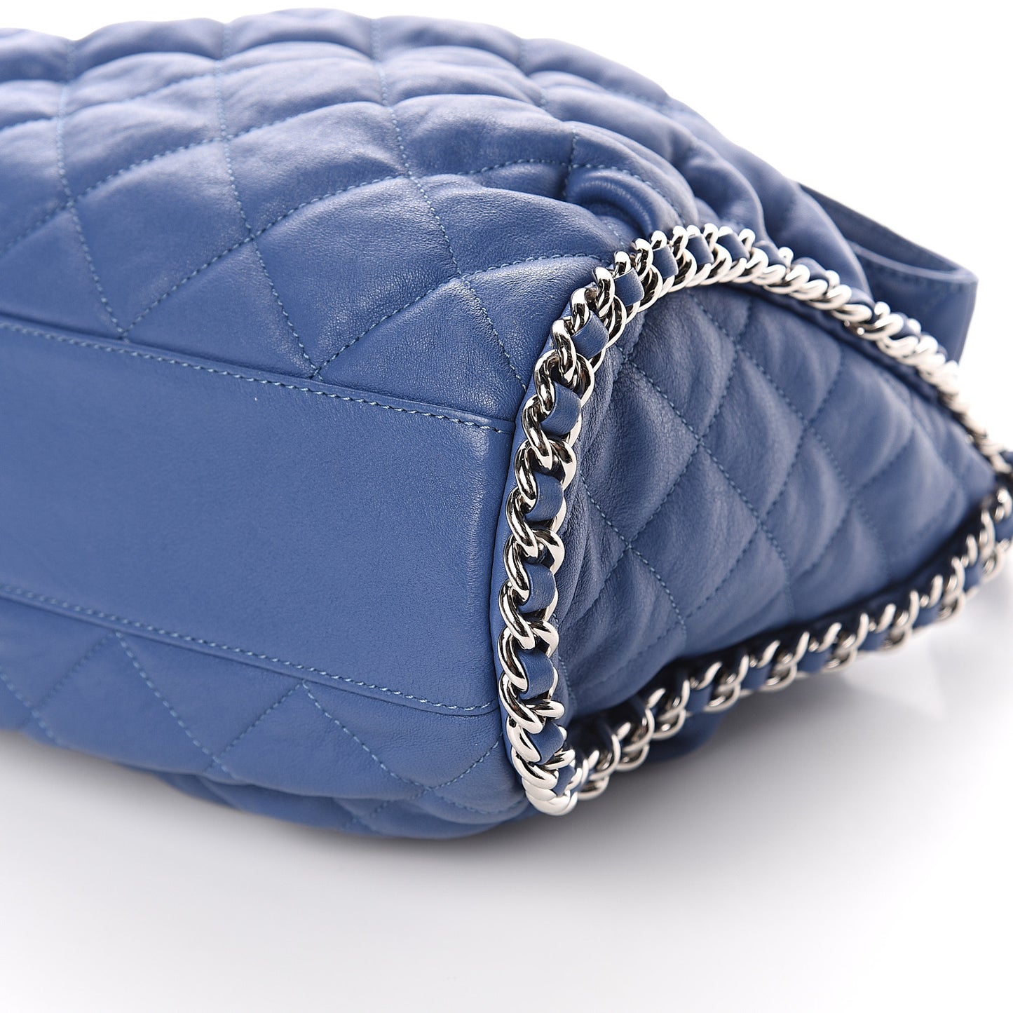 Washed Lambskin Chain Around Hobo Blue