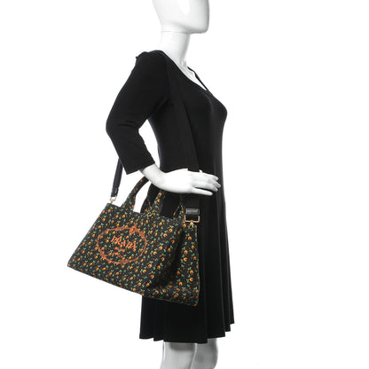 Prada Canapa Palm Tree Print Logo Tote Black 2 of 13