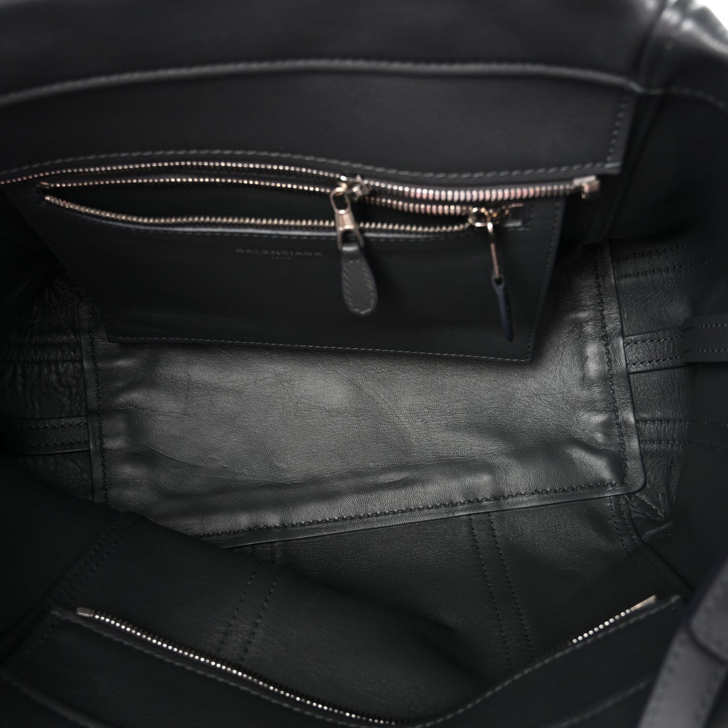 Calfskin Medium Laundry Cabas Tote Gris Fossile