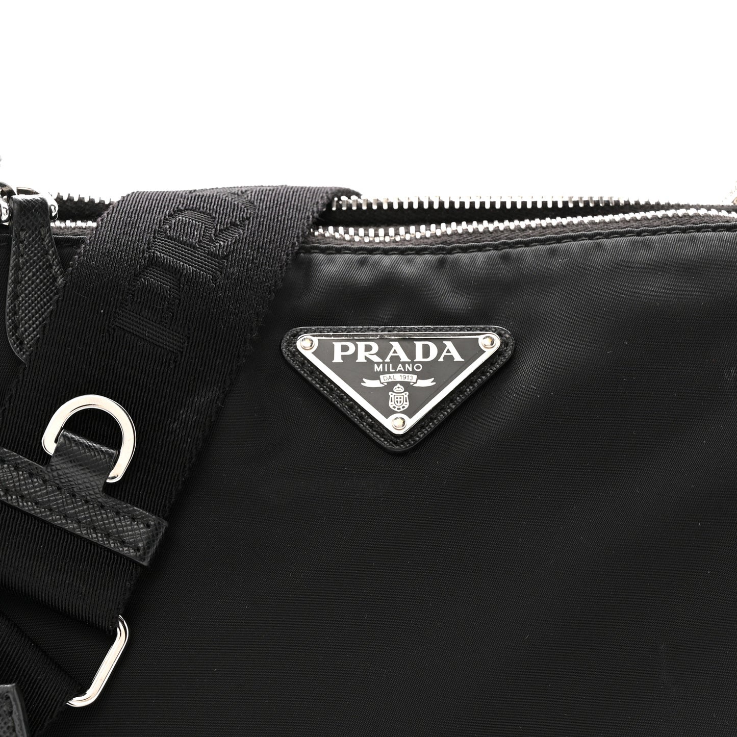 Re-Nylon Saffiano Re-Edition 2000 Double Zip Crossbody Bag Black