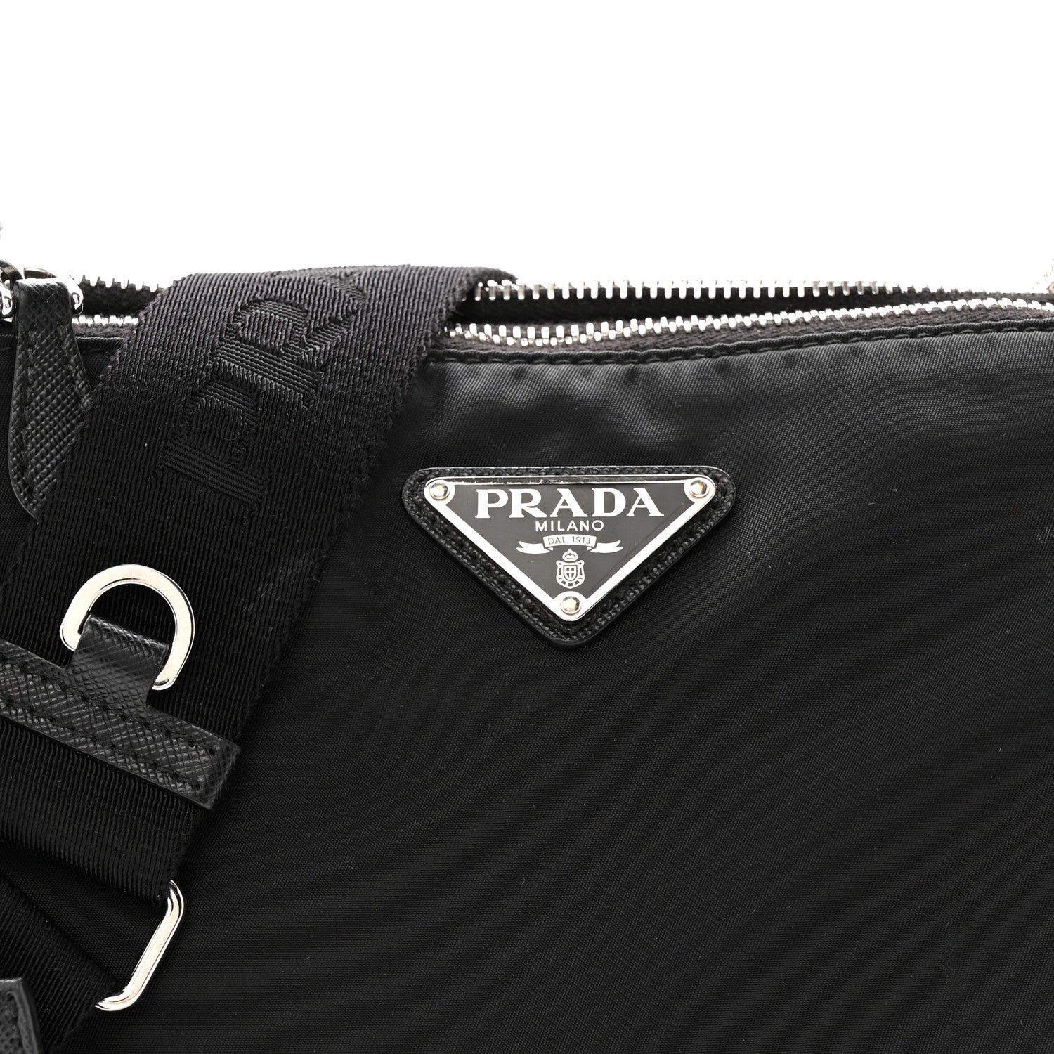 Prada Re-Nylon Saffiano Re-Edition 2000 Double Zip Crossbody Bag Black 9 of 15