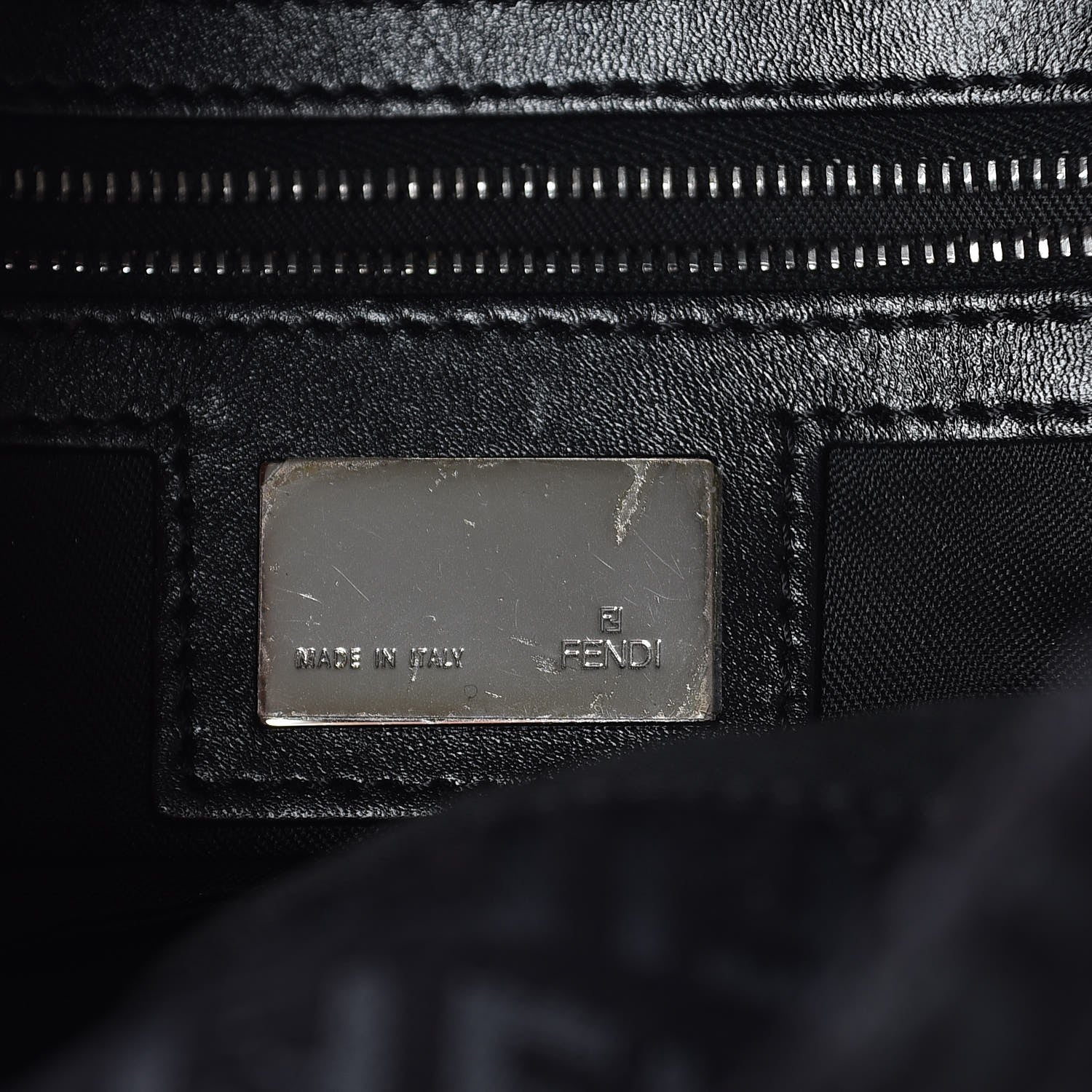 Fendi Velvet Zucchino Suede Baguette Black Grigio 6 of 6