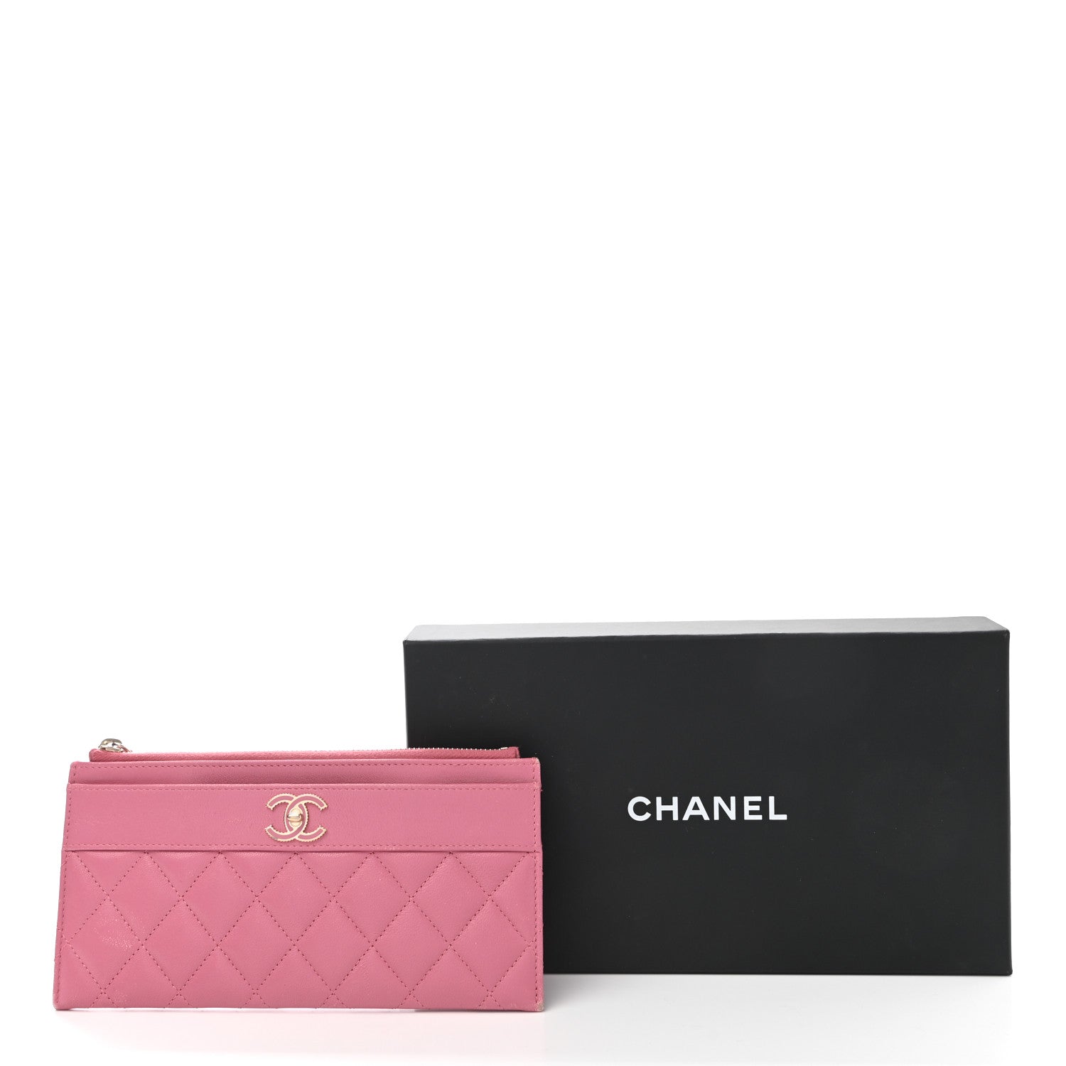 Chanel Sheepskin Quilted Mademoiselle Vintage Zip Pouch Pink 8 of 8
