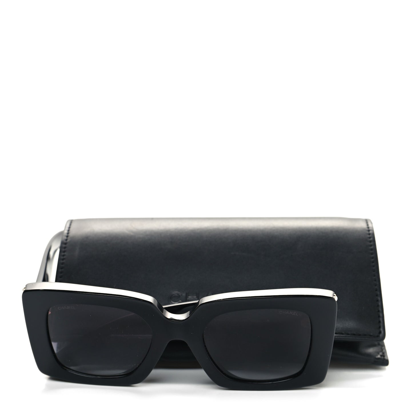 Acetate Pearl Rectangle Sunglasses 5480-H-A Black