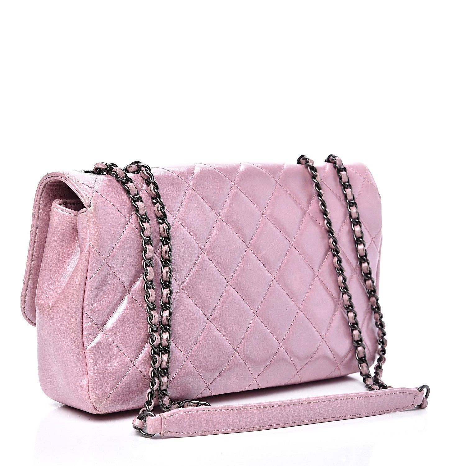 Chanel Glazed Calfskin Quilted Coco Pleats Flap Pink 2 of 19