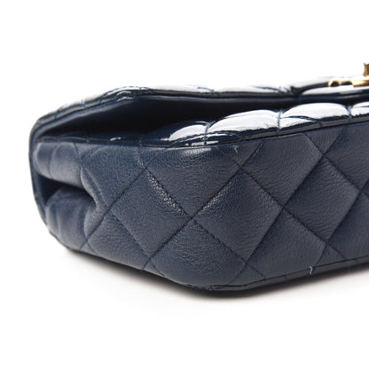Chanel Patent Goatskin Quilted Medium CC Eyelet Flap Blue 6 of 10