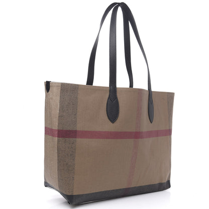 Burberry Coated Canvas Mega Check Medium Doodle Tote Black 3 of 9