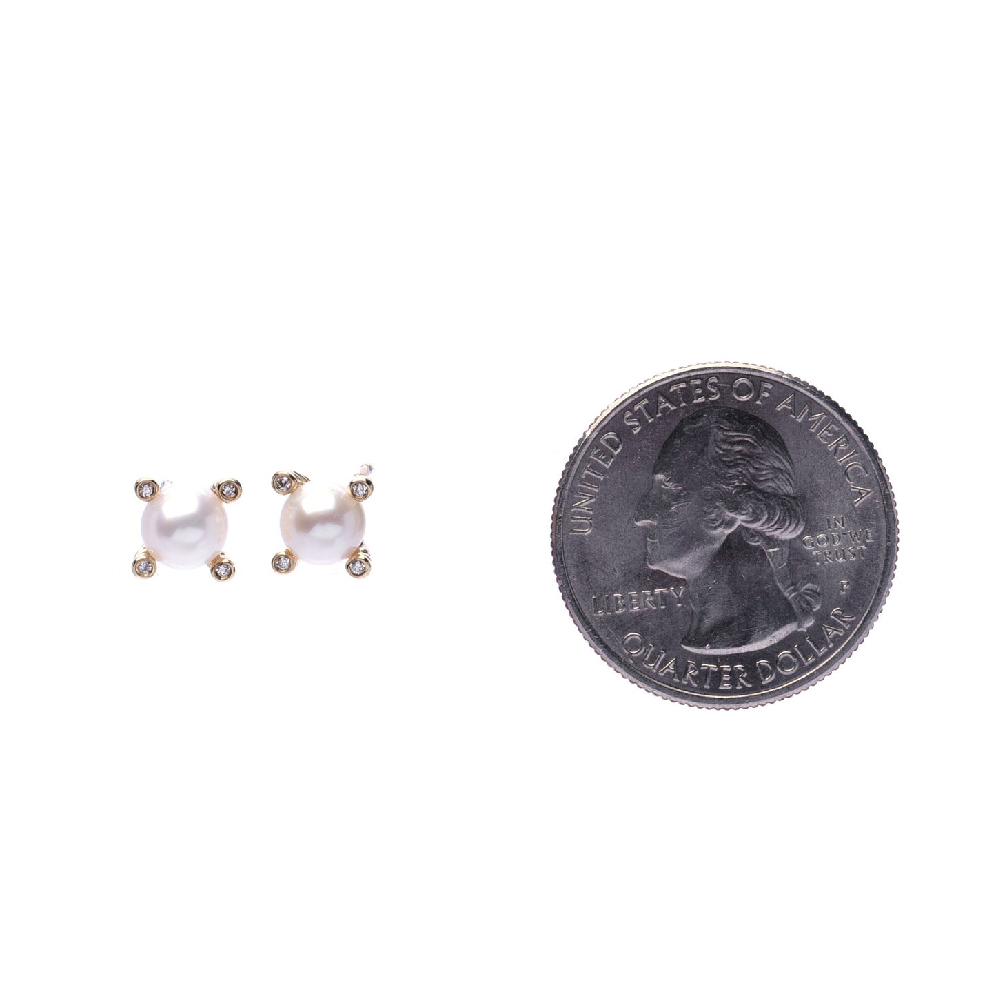 18K Yellow Gold Diamond Pearl 6mm Solari Earrings