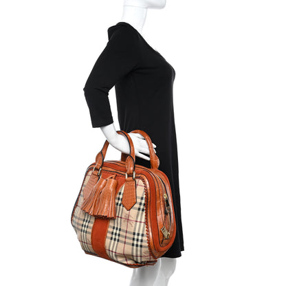 Burberry Haymarket Check Suede Prorsum Tassel Bowling Bag Tangerine 2 of 17