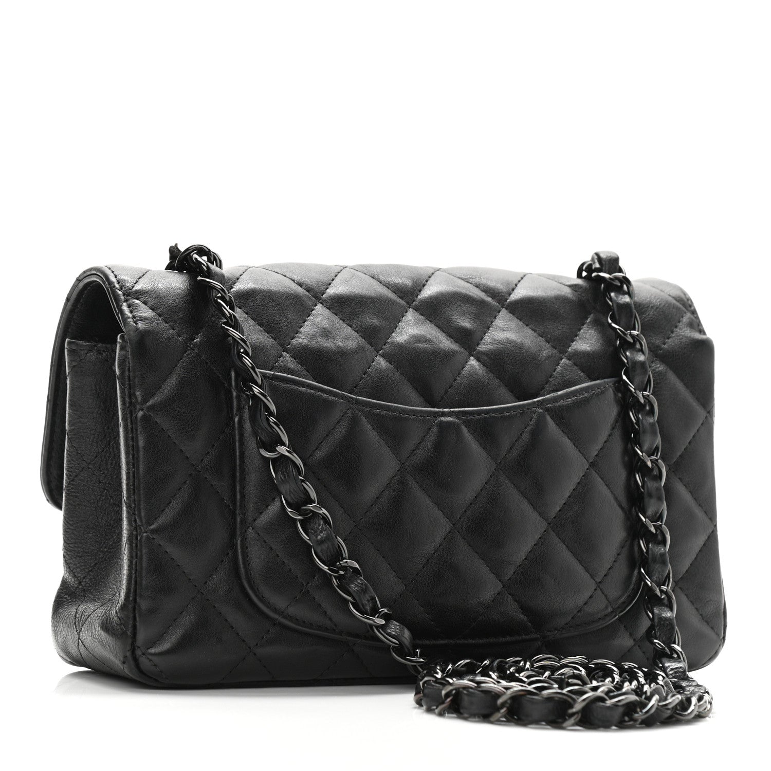 Chanel Crumpled Calfskin Quilted Mini Rectangular Flap So Black 3 of 12