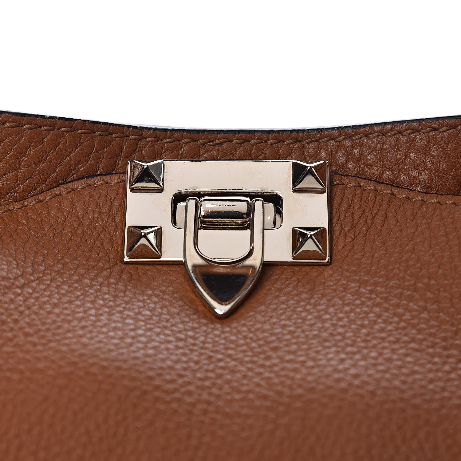 Valentino Garavani Pebbled Calfskin Medium Rockstud Tote Light Cuir 9 of 19