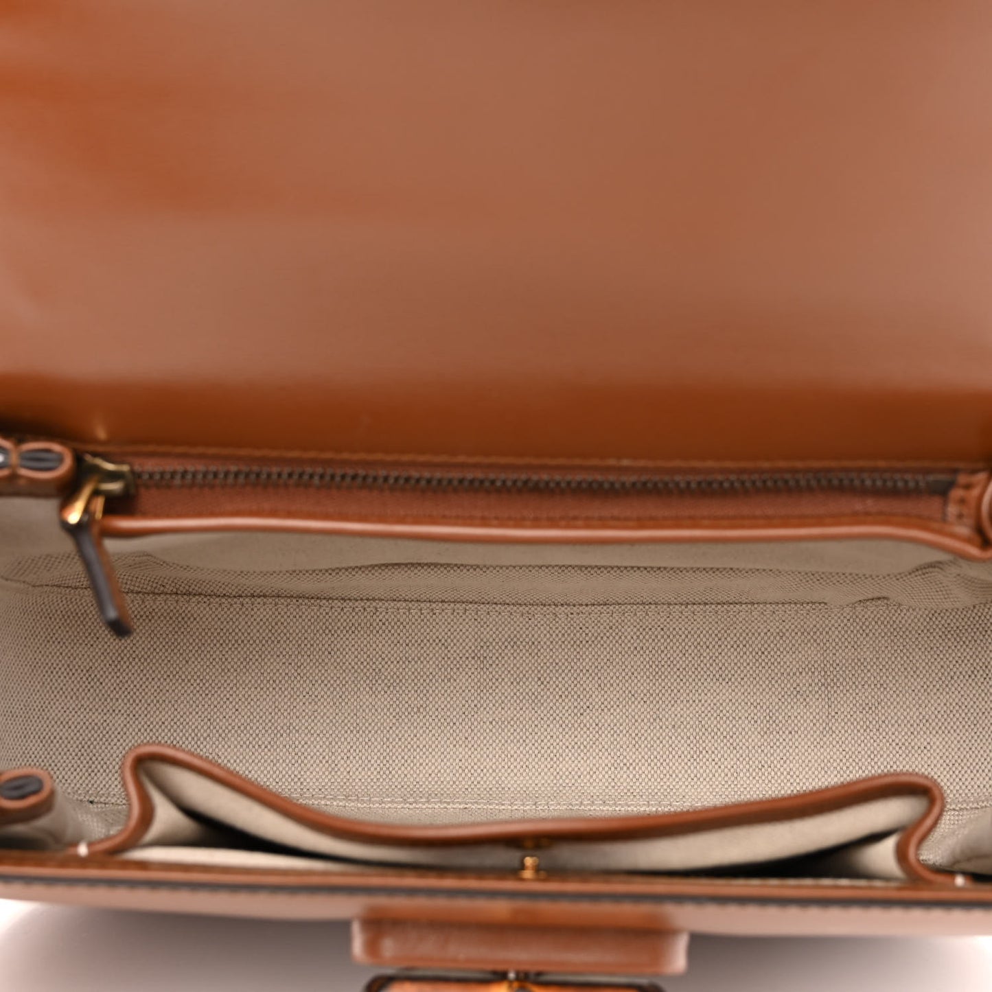 Boarded Dyana Lux Calfskin Web Medium Bamboo 1947 Top Handle Bag Brown