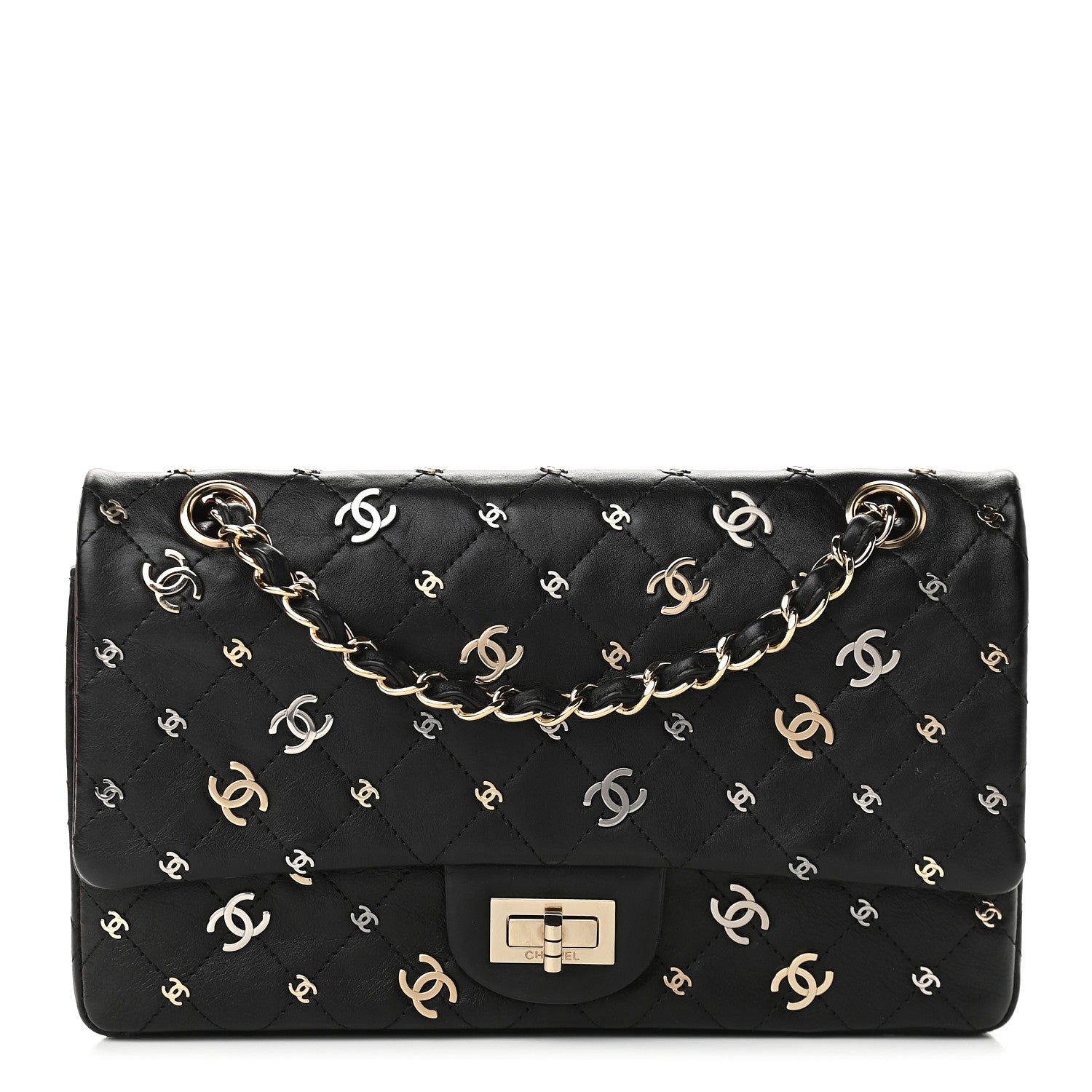 Chanel Calfskin CC Punk 2.55 Reissue 225 Flap Black 1 of 9