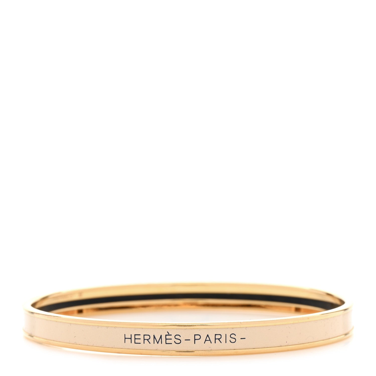 Hermes Enamel Printed Extra Narrow Bracelet 65 Creme 1 of 5