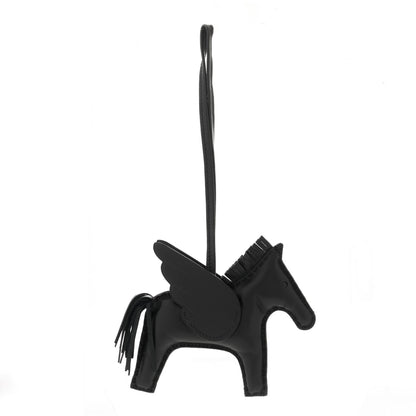 Hermes Milo Lambskin Grigri Rodeo Horse Bag Charm MM So Black 3 of 6
