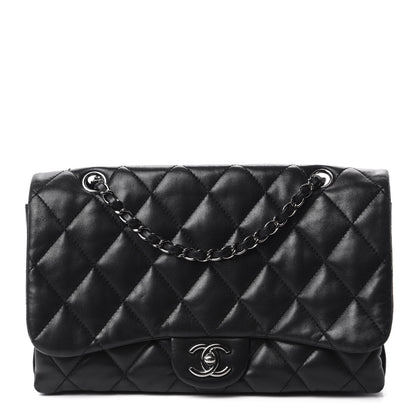 Chanel Lambskin Quilted Jumbo 3 Flap Black 1 of 14